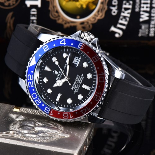 Luxury Designer Rolex Black Green Submariner Men Rubber Strap Quartz Watch