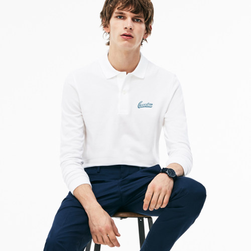 Luxury Brand LACOSTE 100% Cotton Embroidery-Logo Men's Polos Shirts Casual Brand Sportswear Long Sleeve Polos Homme Fashion Male Tops