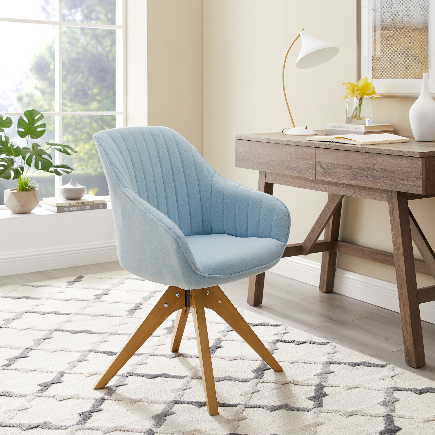 US$ 134.99 - Swivel Accent Chair with Arms, Beech Wood Legs - www.art