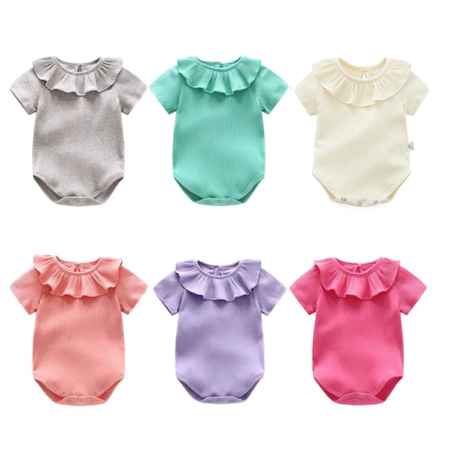 Newborn Infant Baby Girl Rompers 0-2Y 2021 Summer Candy Ruffles Jumpsuit New born Baby Boy Girl Clothes Outfits