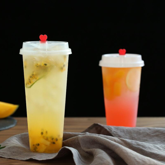 一次性奶茶杯塑料杯90口徑500ml 700ml註塑杯熱飲杯批發
