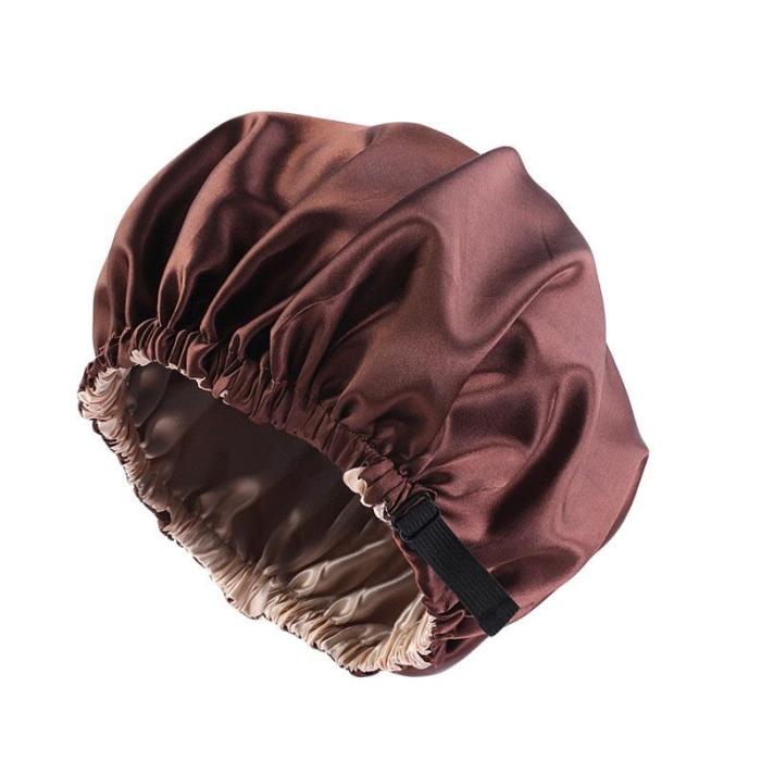 Double Layer Adjustable Satin Bonnet with Invisible Button