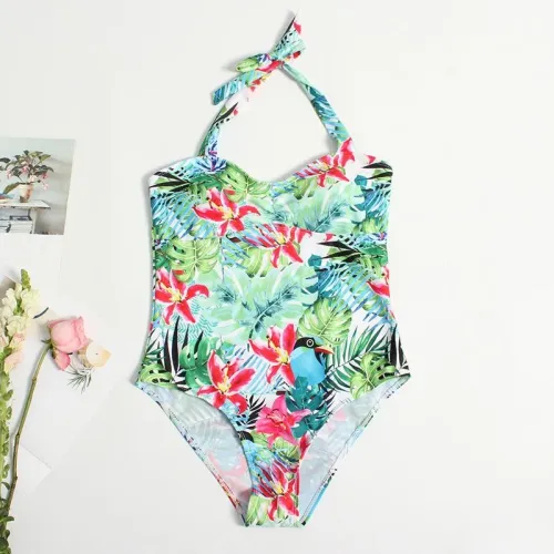 Women Flower & Bird Swimsuit WS-069