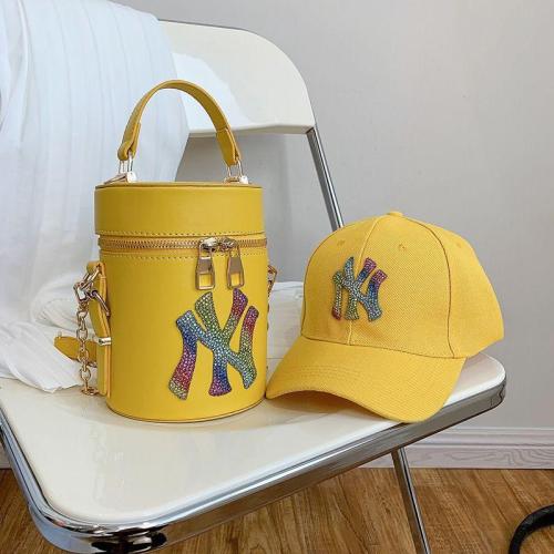 NY Plain Color Bucket Bag and Hat Set