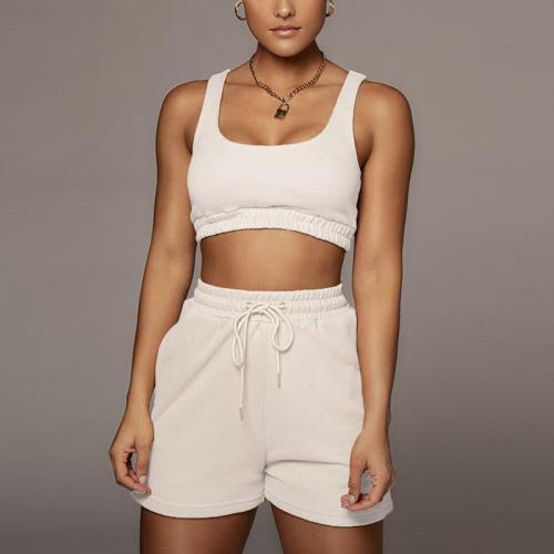 Crop Top and Shorts Sweat Pants Two Piece Set