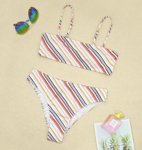 Women Stripe Printing Swimsuit WS-004