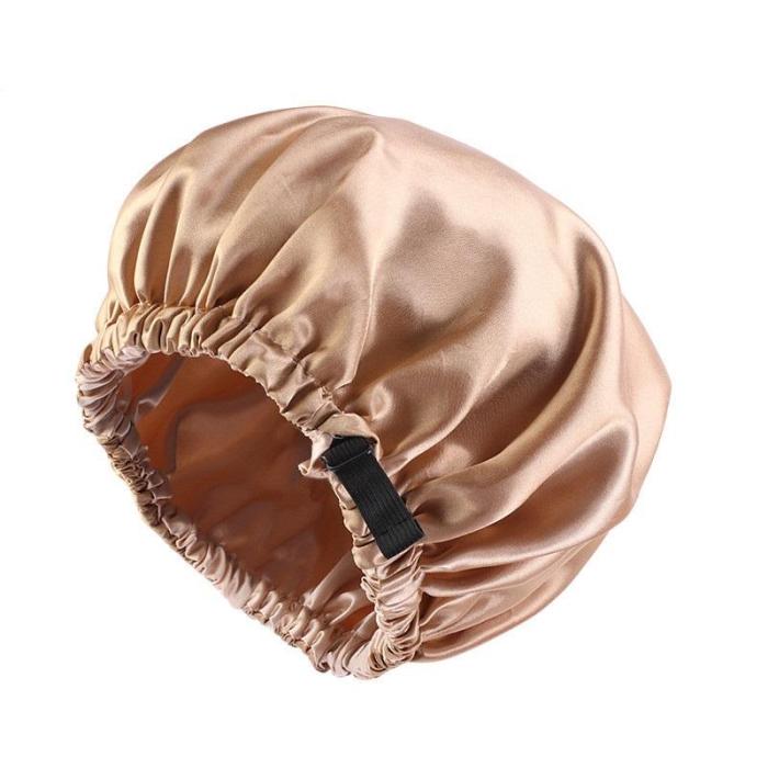 Double Layer Adjustable Satin Bonnet with Invisible Button