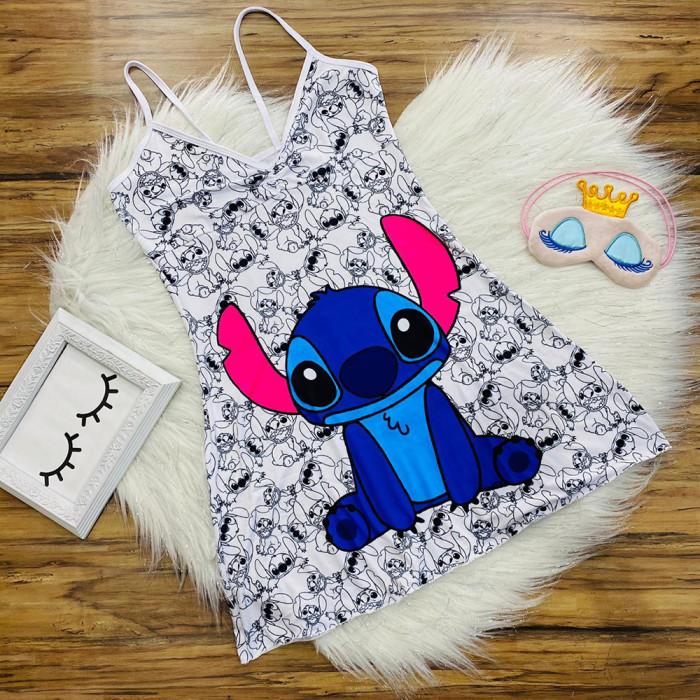 Women‘s Anime Cartoon Print Suspender Dress Pajamas SY-002