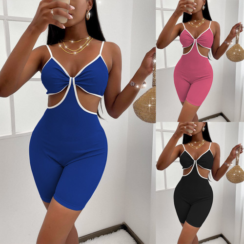 Sexy spaghetti strap crop tops jumpsuit