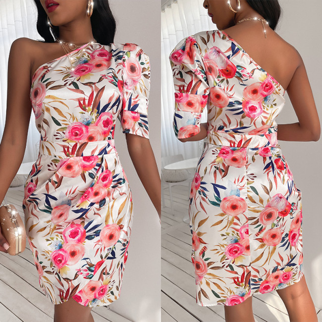 One Shoulder Cut-Out Bodycon Sexy Mini Short Bodycon Dress