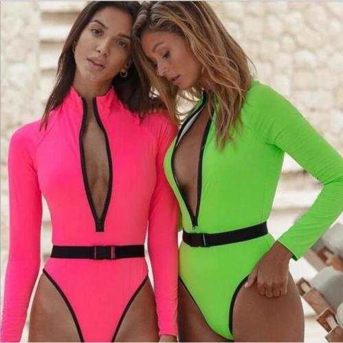 Fluorescent One-piece bikini ladies sexy swimwear