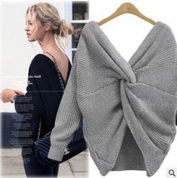 V Neck Backless Sweater for Women