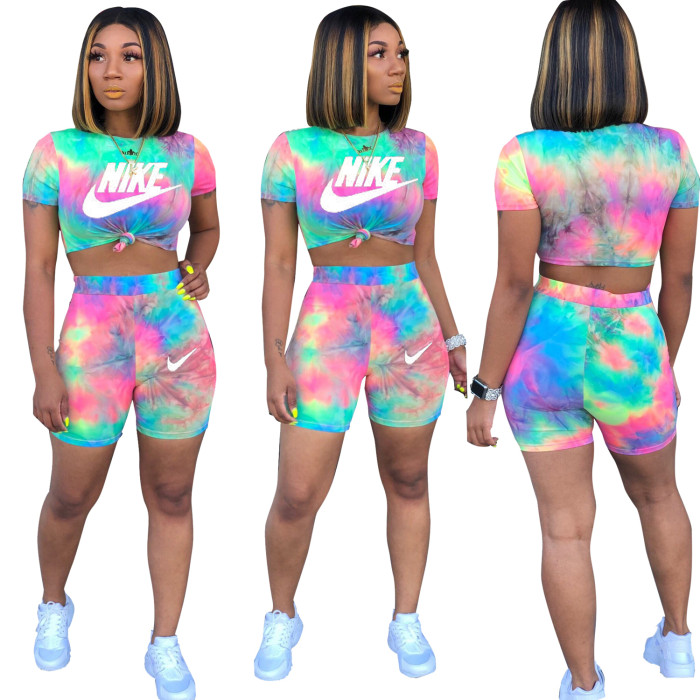 Printed Hot Sale Short-sleeved Two-piece Sports Set LO-R6198