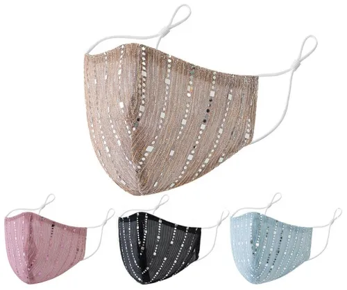 Adjustable Gold Sequins Face Mask