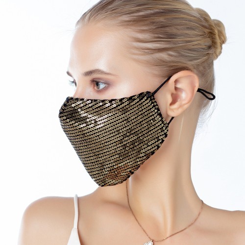 Adjustable Gold Sequins Face Mask