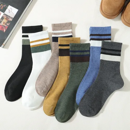 GUCCI Wholesale Mid-tube Autumn And Winter Striped Sports Basketball Sweat-absorbent And Deodorant Thickened Men's 60%Cottom Socks GS-002