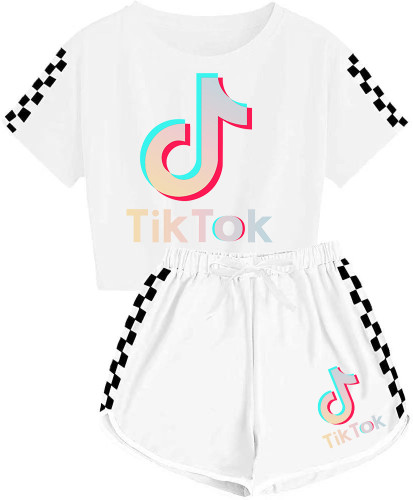 Tik&Tok Fashion Sweet Short-sleeved+short-sleeved Shorts Suit For Pretty Little Girl 100% Cotton TTC-014