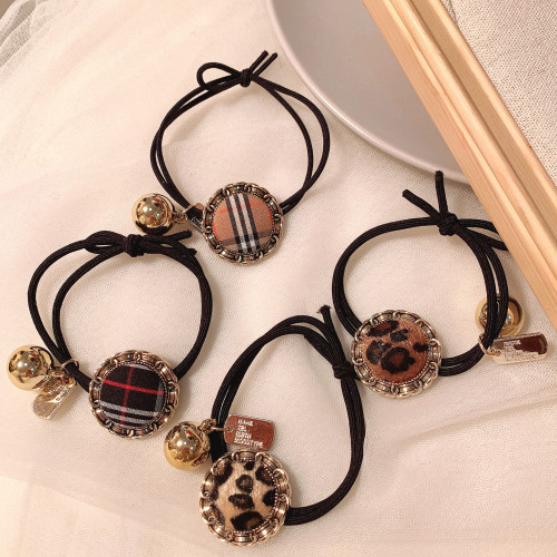 Rubber Band Hair Rope Retro Ball Head Rope Simple Plaid/Leopard Printed Hair Tie HB-031