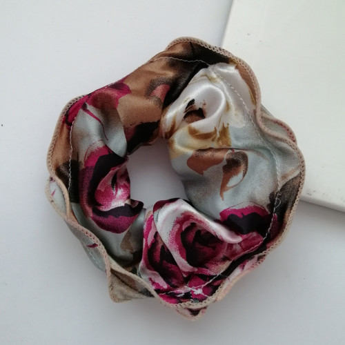Fashion Floral Tied Elastic Cord  Double Layer 4*20cm Hair Tie HB-002