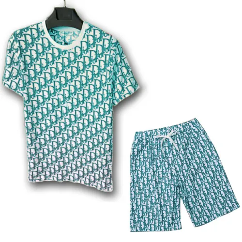 Casual Short Sleeves And Shorts sports Printed Round Neck Short Sleeve Polyester Set DR-001