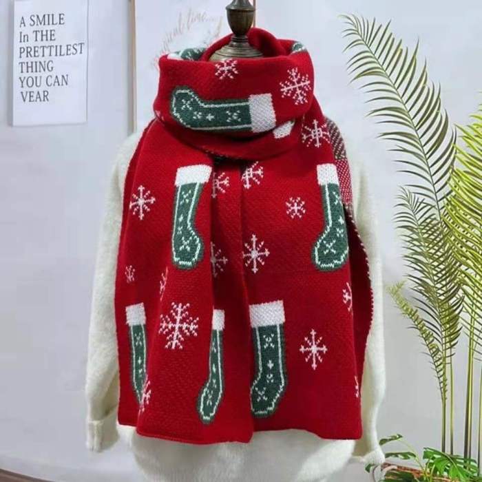 Christmas Bib Thickened Warm Knitted Elk Scarf (35*180CM) CMS-013