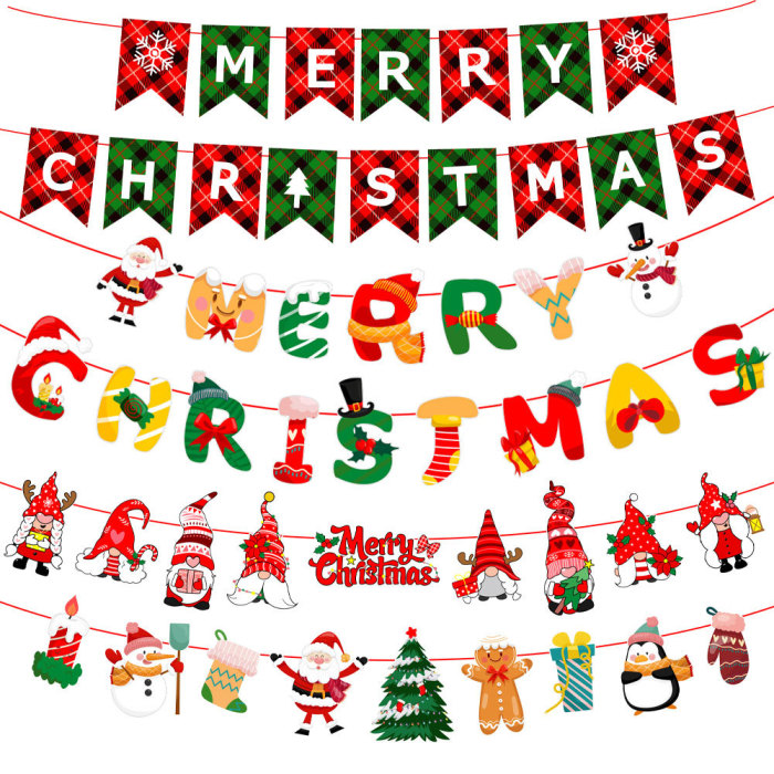 Christmas Scene Atmosphere Decoration Cartoon Paper Flags and Colorful Flags CMS-017