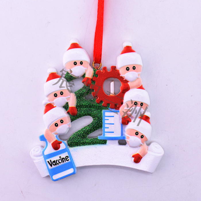 Christmas Tree Snowman Santa Survivor Face Mask Resin Pendant Ornament (8.5*8*0.8CM) CMS-012