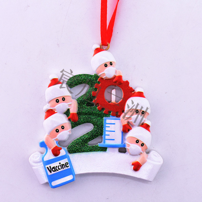 Christmas Tree Snowman Santa Survivor Face Mask Resin Pendant Ornament (8.5*8*0.8CM) CMS-012