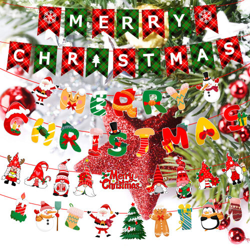 Christmas Scene Atmosphere Decoration Cartoon Paper Flags and Colorful Flags CMS-017