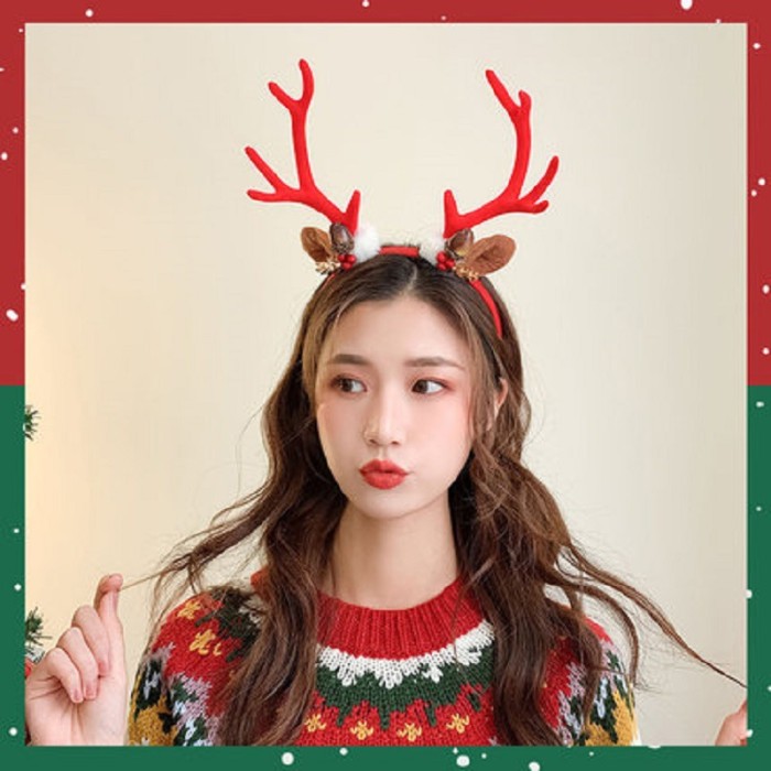 Cartoon Christmas Antlers Elk Party Hair Accessories Average Size Headband CMS-028