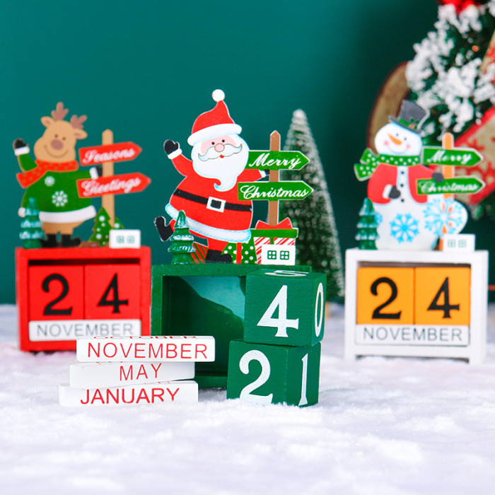 Christmas Decoration Gifts Children Ornaments Wooden Countdown Calendar Atmosphere Layout CMS-030