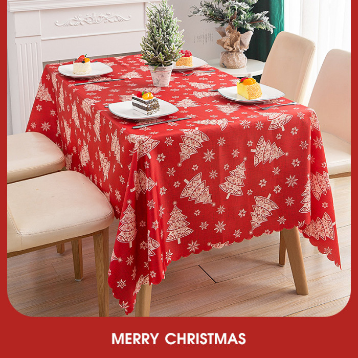 Christmas Cartoon Polyester Red Washable Tablecloth CMS-047