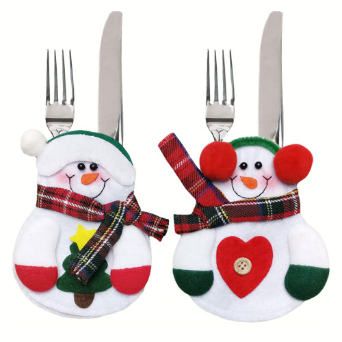 Restaurant and Hotel Decorate Old Man Snowman Christmas Cutlery Bag Cutlery Set CMS-042