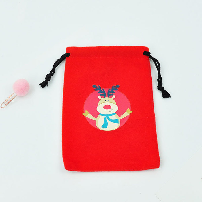 Christmas Flannel Drawstring Drawstring Candy Packaging Bag (11*16cm) CMS-065