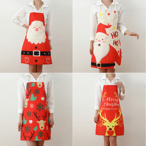 Fabric Printed Christmas Restaurant Bar Apron for the Elderly  (71.5*57cm)  CMS-062