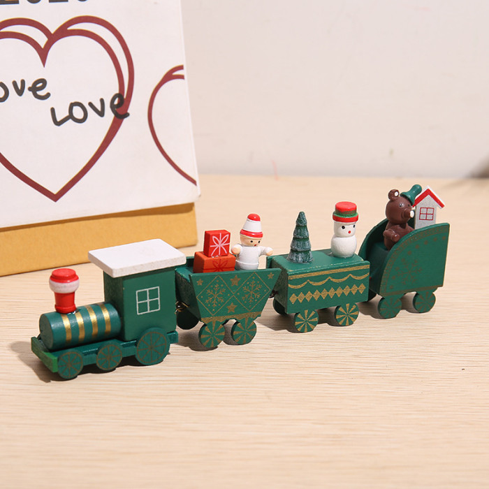 Wooden Train Kindergarten Children’s Gift Desktop Window Creative Decoration (19* 4* 6cm) CMS-068