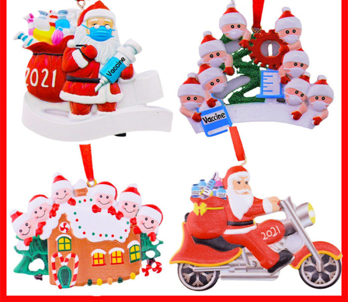 Christmas Tree Snowman Santa Survivor Face Mask Resin Pendant Ornament (8.5*8*0.8CM) CMS-012