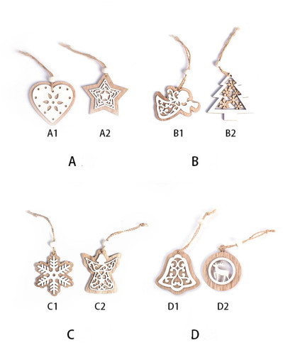 Wooden Laser Double-layer White Christmas Tree Snowflake Pendant CMS-082