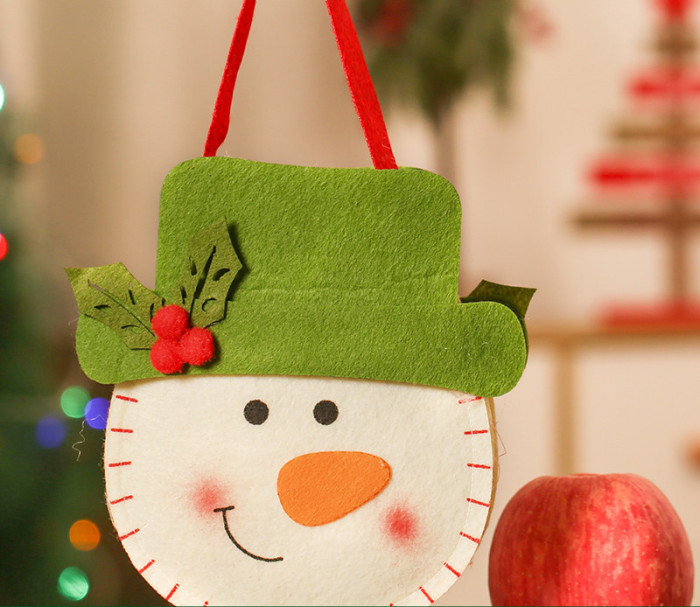 Christmas Eve Apple Snowman Gift Candy Gift Tote Bag （20*22cm） CMS-079