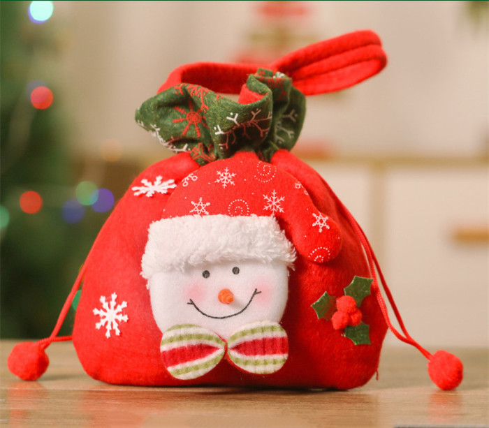 Christmas Eve Apple Snowman Gift Candy Gift Tote Bag （20*22cm） CMS-079