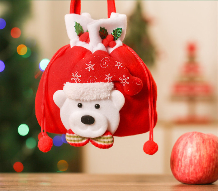 Christmas Eve Apple Snowman Gift Candy Gift Tote Bag （20*22cm） CMS-079