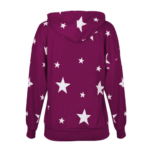 Newest Fall & Winter Plus Size Star Printing Long Sleeve Hoodie For Women LL-026