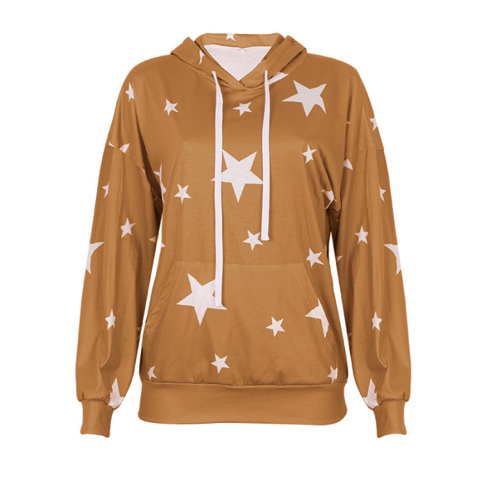 Newest Fall & Winter Plus Size Star Printing Long Sleeve Hoodie For Women LL-026