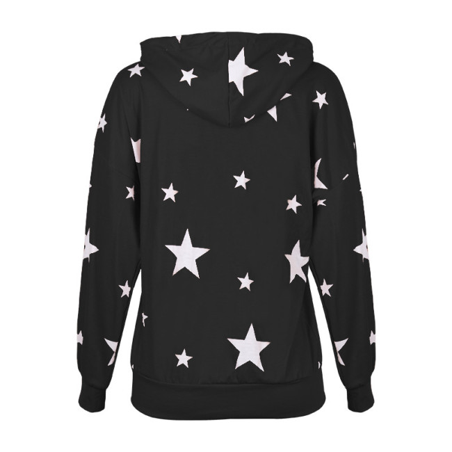 Newest Fall & Winter Plus Size Star Printing Long Sleeve Hoodie For Women LL-026