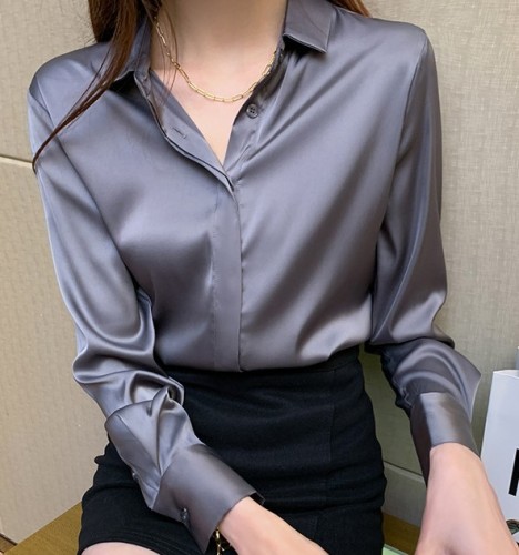 Fall Silk Noodles Chiffon Long Sleeve Shirt For Women LL-025