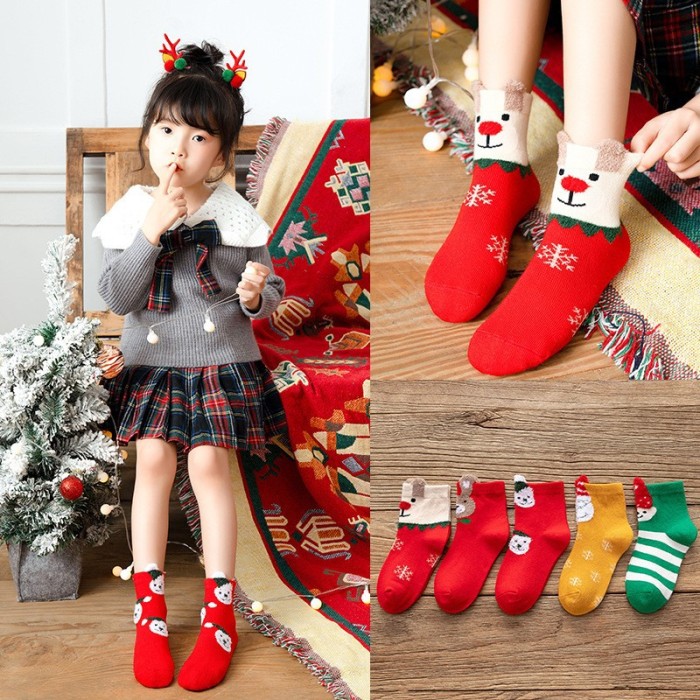 Christmas Cartoon Coral Fleece Stockings Children's Socks Thickened to Keep Warm CMS-111