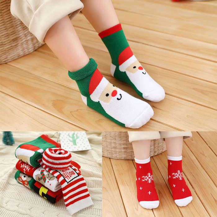 Autumn and Winter Christmas Terry Thickened Boy Girl Baby Cute Cartoon Socks 6 Pairs of Set CMS-108