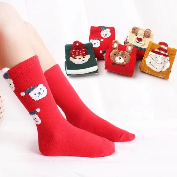 Christmas Cartoon Long Tube Children's Padded Warm cCotton Socks CMS-112