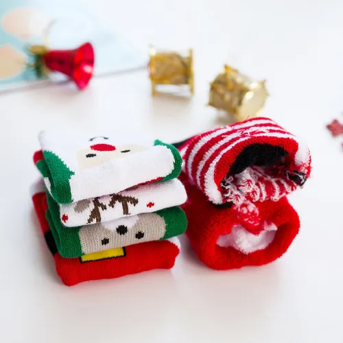 Children Christmas Winter Plus Velvet Thickening Cartoon Cute Kids Baby Socks (6 Pairs of Set ）CMS-109