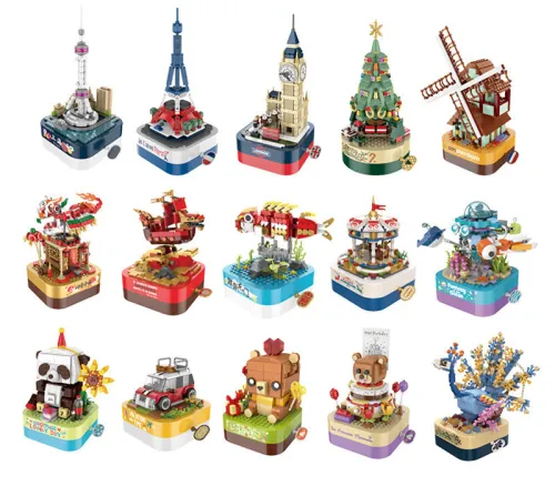 Christmas Tree Rotating Music Box Assembled Building Blocks Children's Toy Gifts CMS-130